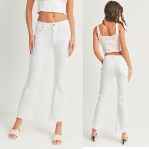 JUST BLACK Jeans Frayed Crop Flare Crisp White Size 24